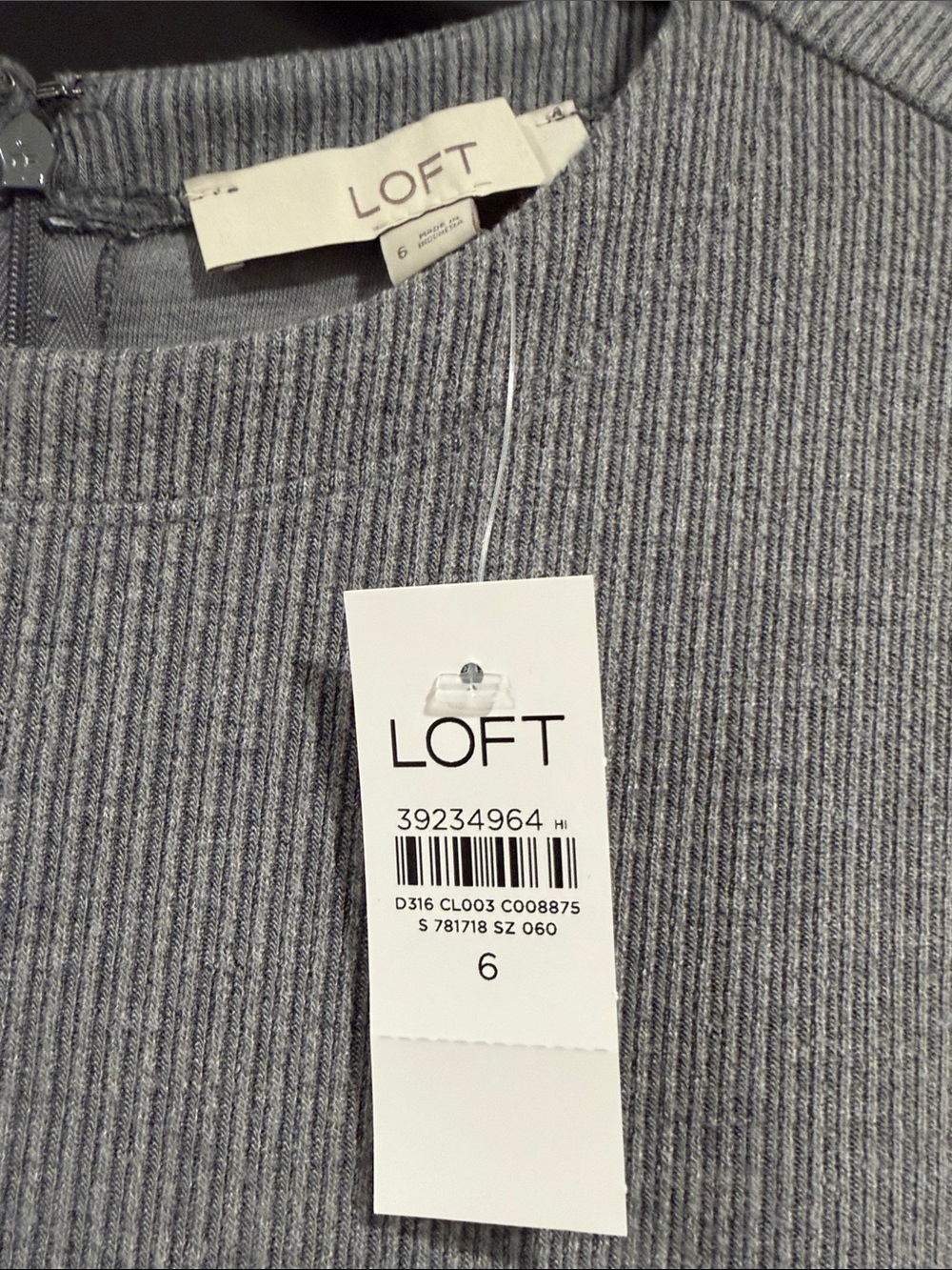 LOFT Gray Ribbed Button-Front Maxi Dress - Picture 2 of 6